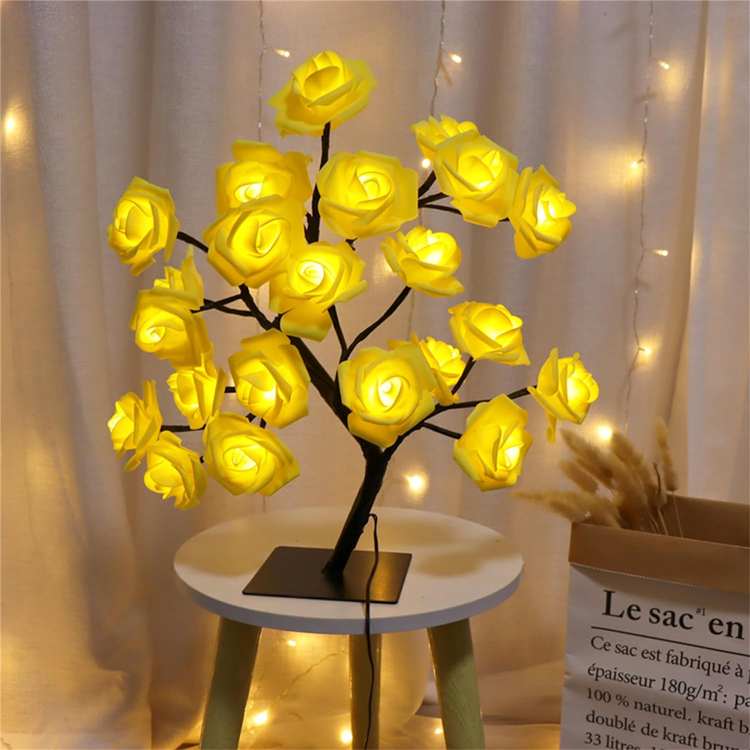 Table Lamp Rose Flower Desk Tree Lamp USB Operated Gift Tree Night Light Centerpiece Fairy Light for Mother's Father's Day Home Bedroom Valentines Easter Wedding Party Decor LED Desk Light (Pink) - Amazing Gadgets Outlet