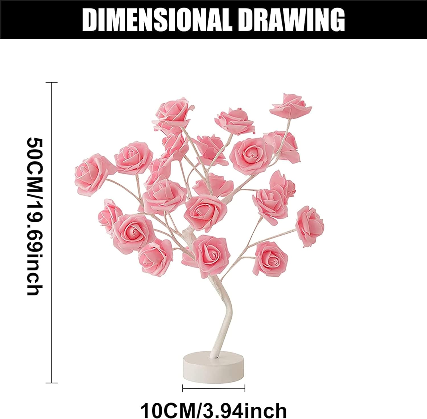 Table Lamp Rose Flower Desk Tree Lamp USB Operated Gift Tree Night Light Centerpiece Fairy Light for Mother's Father's Day Home Bedroom Valentines Easter Wedding Party Decor LED Desk Light (Pink) - Amazing Gadgets Outlet