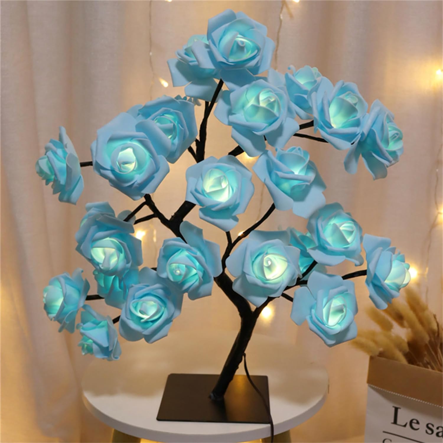 Table Lamp Rose Flower Desk Tree Lamp USB Operated Gift Tree Night Light Centerpiece Fairy Light for Mother's Father's Day Home Bedroom Valentines Easter Wedding Party Decor LED Desk Light (Pink) - Amazing Gadgets Outlet