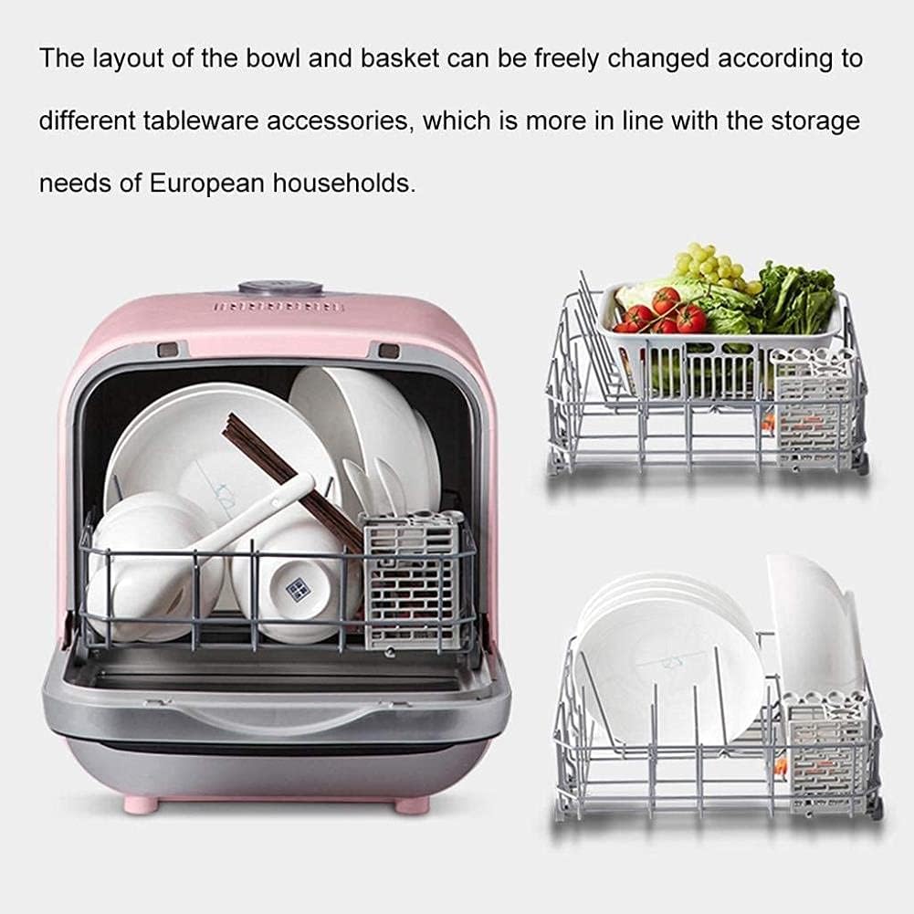Table Top Compact Dishwasher Mini Dishwasher With 4 Programmes Table Top Dishwashers Slimline Dishwashers Water Consumption: 5L (Color : Pink, Size : 37.8 * 41.2 * 42.2cm) - Amazing Gadgets Outlet