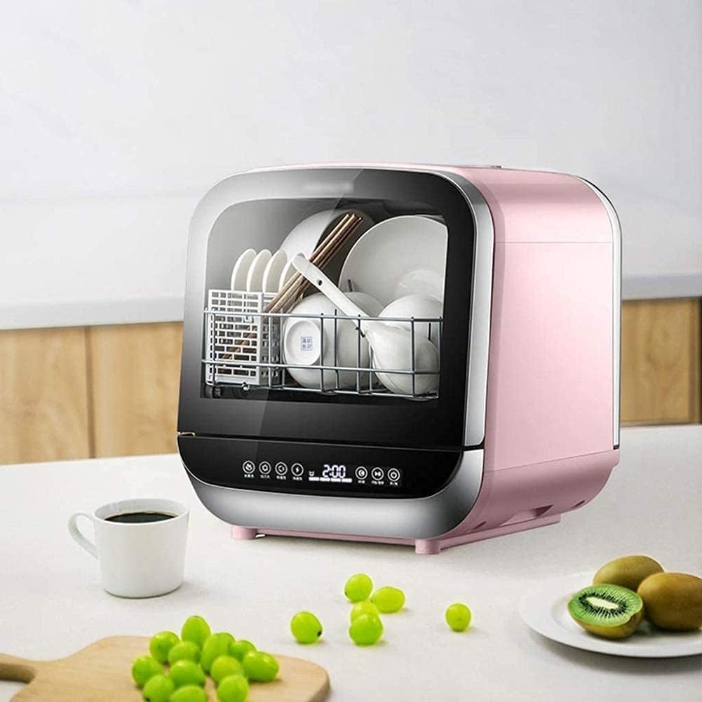 Table Top Compact Dishwasher Mini Dishwasher With 4 Programmes Table Top Dishwashers Slimline Dishwashers Water Consumption: 5L (Color : Pink, Size : 37.8 * 41.2 * 42.2cm) - Amazing Gadgets Outlet