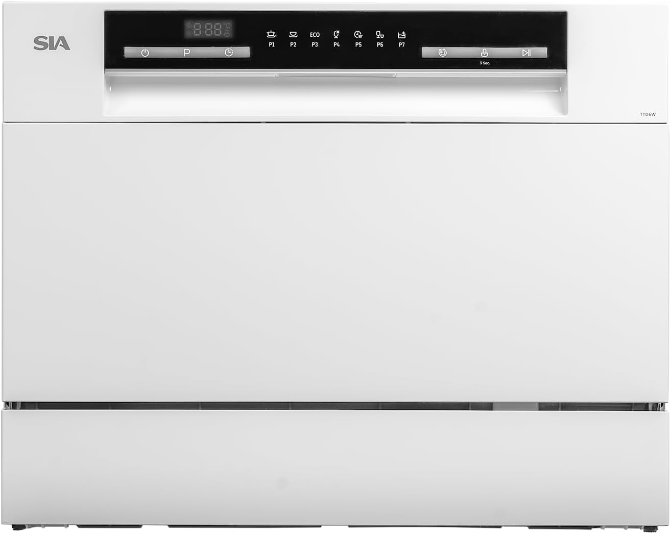 Table Top Dishwasher In White, 6 Places 6 Programmes LED Display 24 Hour Delay Start W55 x D50 x H43.8cm - SIA TTD6W - Amazing Gadgets Outlet