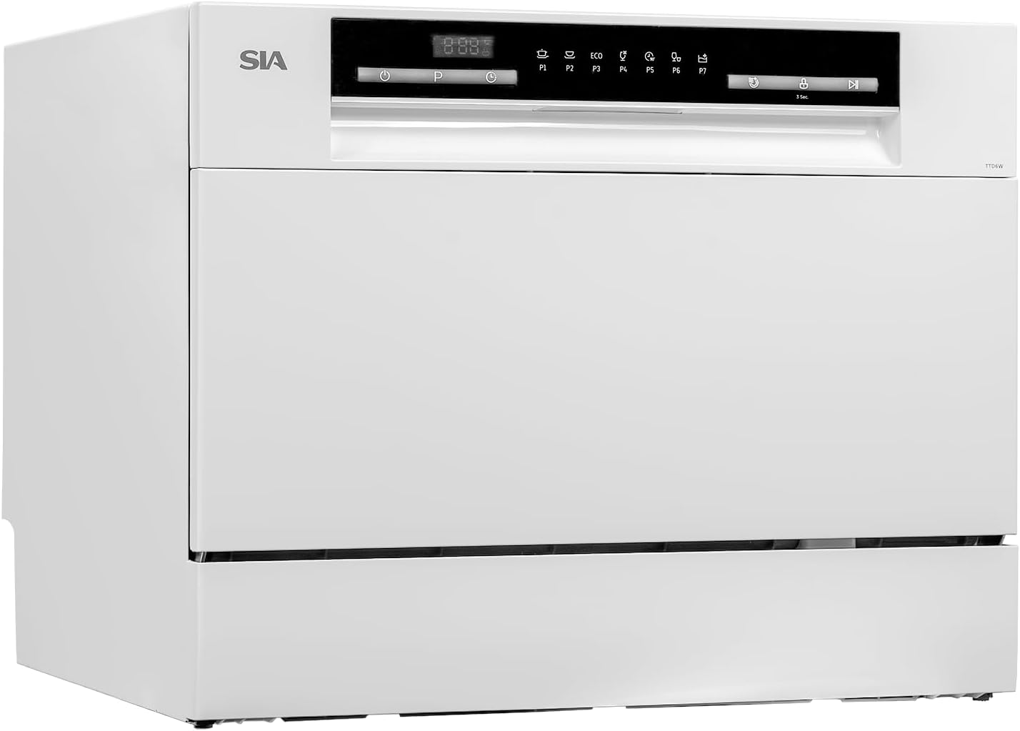Table Top Dishwasher In White, 6 Places 6 Programmes LED Display 24 Hour Delay Start W55 x D50 x H43.8cm - SIA TTD6W - Amazing Gadgets Outlet