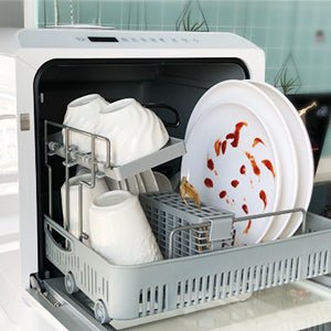 Table Top Dishwasher, Mini Countertop Dishwasher Portable, 6 Programs, Built - in 5L Water Tank, 4 Place Settings, Touch Control, LED Display, Fruit Wash, No Installation, White - Amazing Gadgets Outlet