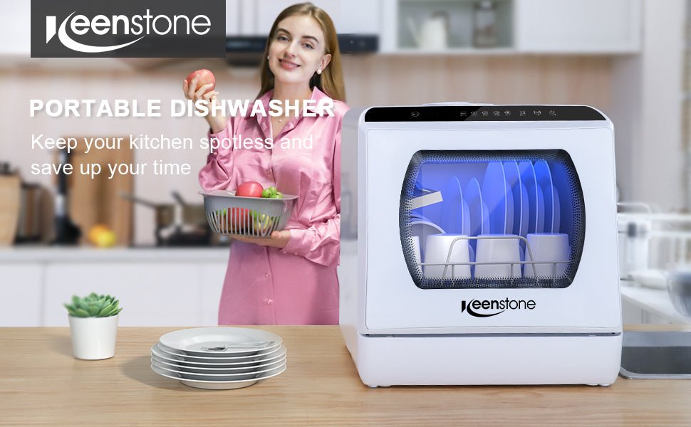 Tabletop Dishwasher, Keenstone Countertop Dishwasher Portable with 5 Washing Programs, 360 - Degree Dual Spray, Mini Dishwasher for Apartment, Dorm - Amazing Gadgets Outlet