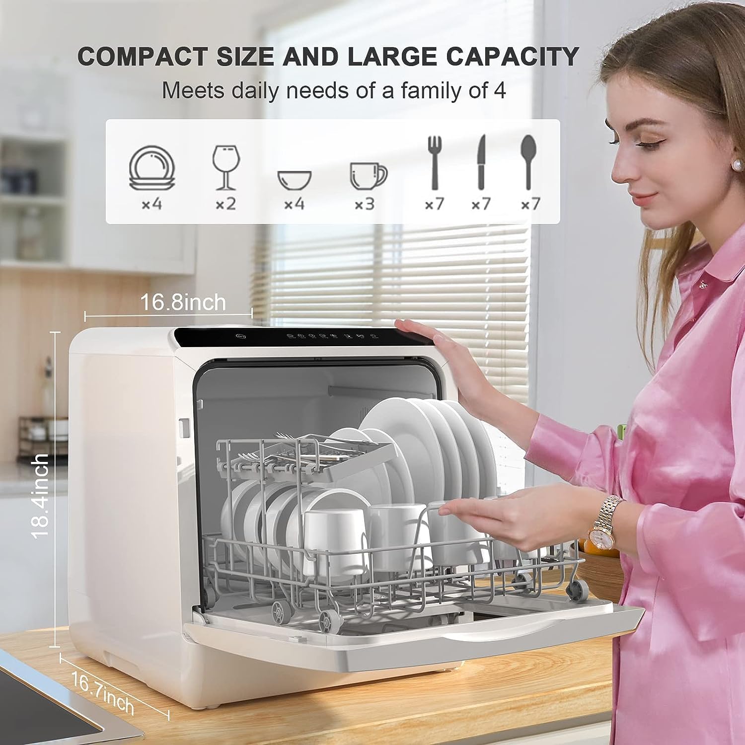 Tabletop Dishwasher, Keenstone Countertop Dishwasher Portable with 5 Washing Programs, 360 - Degree Dual Spray, Mini Dishwasher for Apartment, Dorm - Amazing Gadgets Outlet