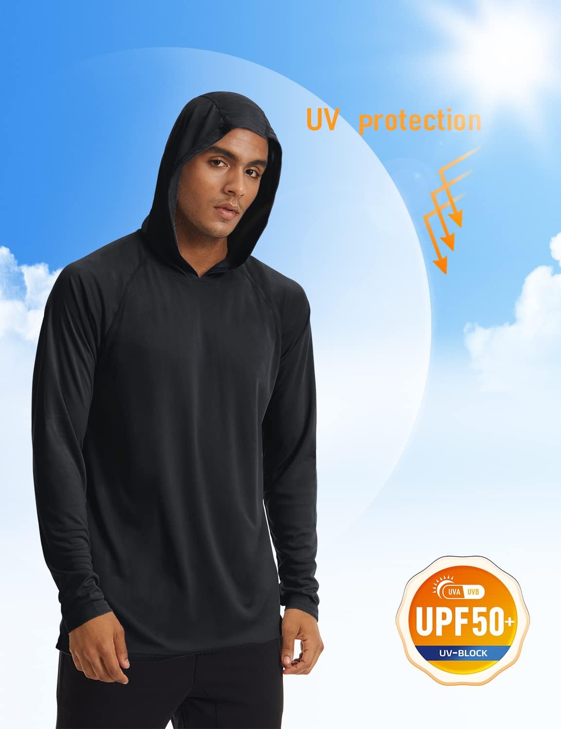 TACVASEN Men's Hoodies UPF 50+ Sun Protection Performance Long Sleeve T - Shirt Quick Dry Outdoor Hoodies - Amazing Gadgets Outlet