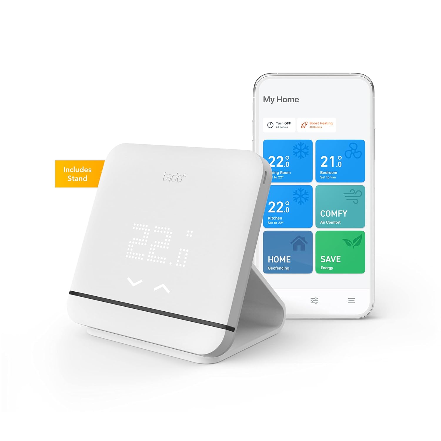 tado° Wireless Smart Thermostat Starter Kit V3+ Incl. Stand – Full Control Over Your Boiler And Hot Water From Anywhere, Save Energy, Easy DIY Installation - Works With Amazon Alexa, Siri, and Google - Amazing Gadgets Outlet