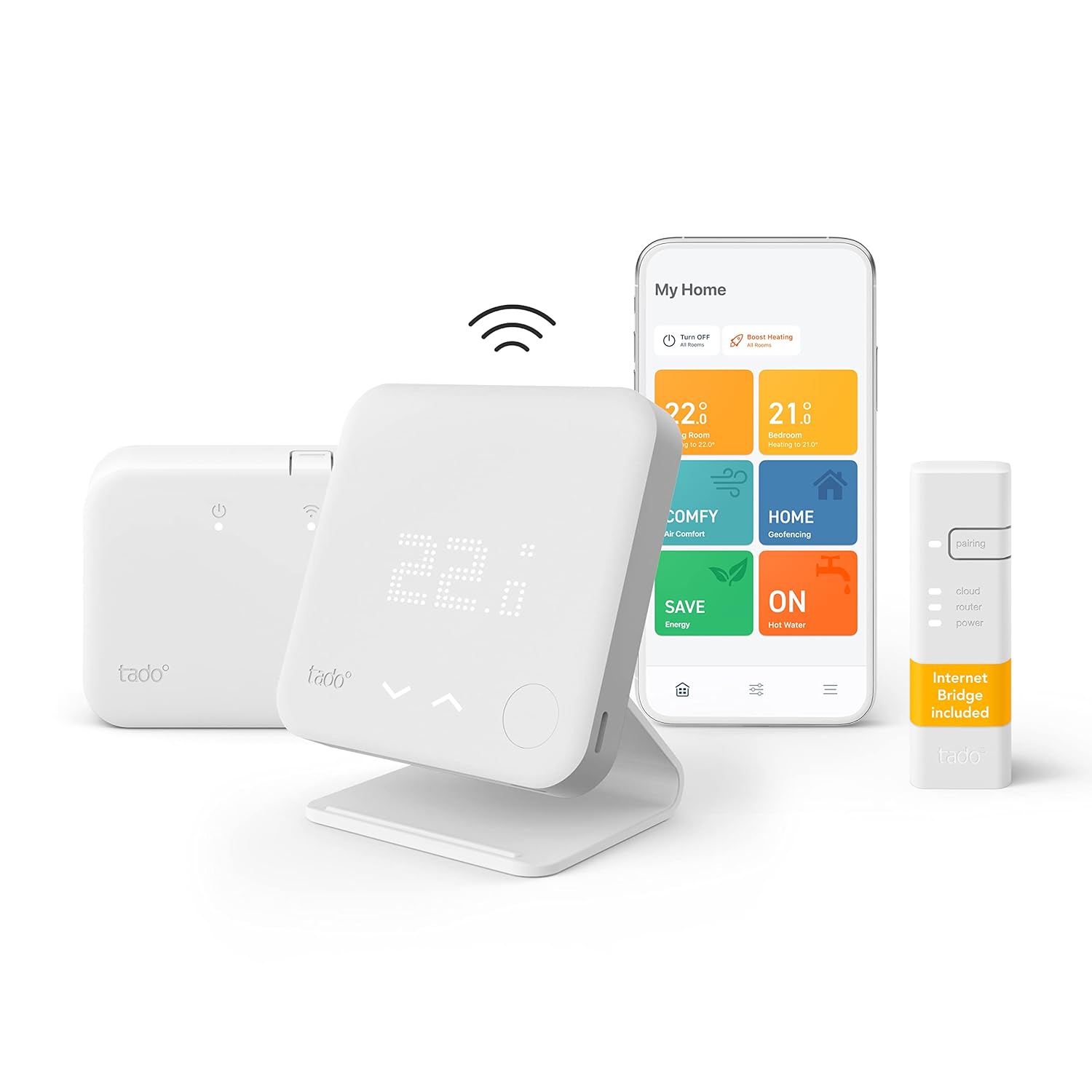 tado° Wireless Smart Thermostat Starter Kit V3+ Incl. Stand – Full Control Over Your Boiler And Hot Water From Anywhere, Save Energy, Easy DIY Installation - Works With Amazon Alexa, Siri, and Google - Amazing Gadgets Outlet