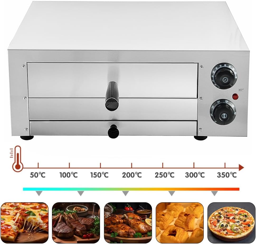 TAIMIKO Electric Pizza Oven Maker single Deck Kitchen Commercial Baking Catering With Timer,Stainless Steel (14 inch) - Amazing Gadgets Outlet