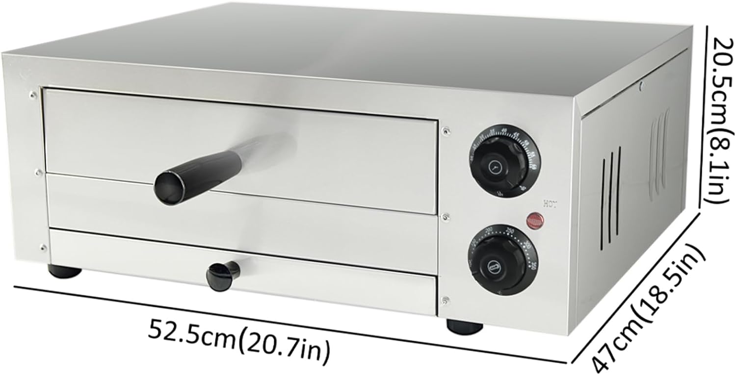 TAIMIKO Electric Pizza Oven Maker single Deck Kitchen Commercial Baking Catering With Timer,Stainless Steel (14 inch) - Amazing Gadgets Outlet