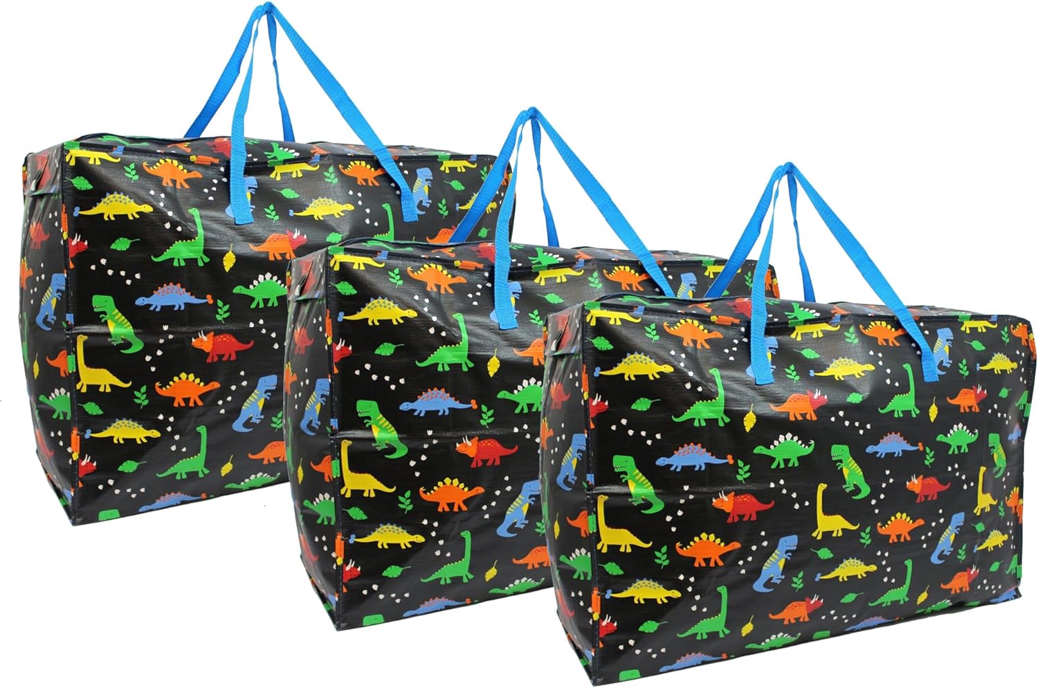 TAMAKA® Kids Childrens Extra Large Jumbo Reusable Strong Toy Laundry Shopping Bags with Dual Zip, Storage Bag, Bedding Toys, Toddler Funky Trendy Fun (74L x 48H x 28W cm) (Dinosaur, Pack of 5) - Amazing Gadgets Outlet