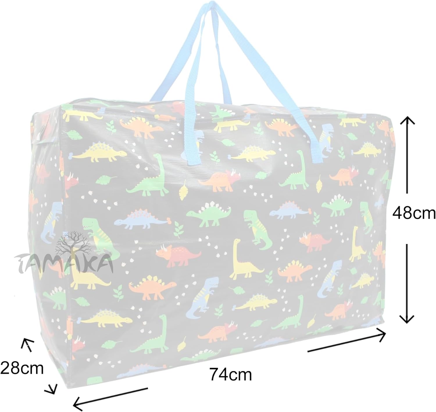 TAMAKA® Kids Childrens Extra Large Jumbo Reusable Strong Toy Laundry Shopping Bags with Dual Zip, Storage Bag, Bedding Toys, Toddler Funky Trendy Fun (74L x 48H x 28W cm) (Dinosaur, Pack of 5) - Amazing Gadgets Outlet