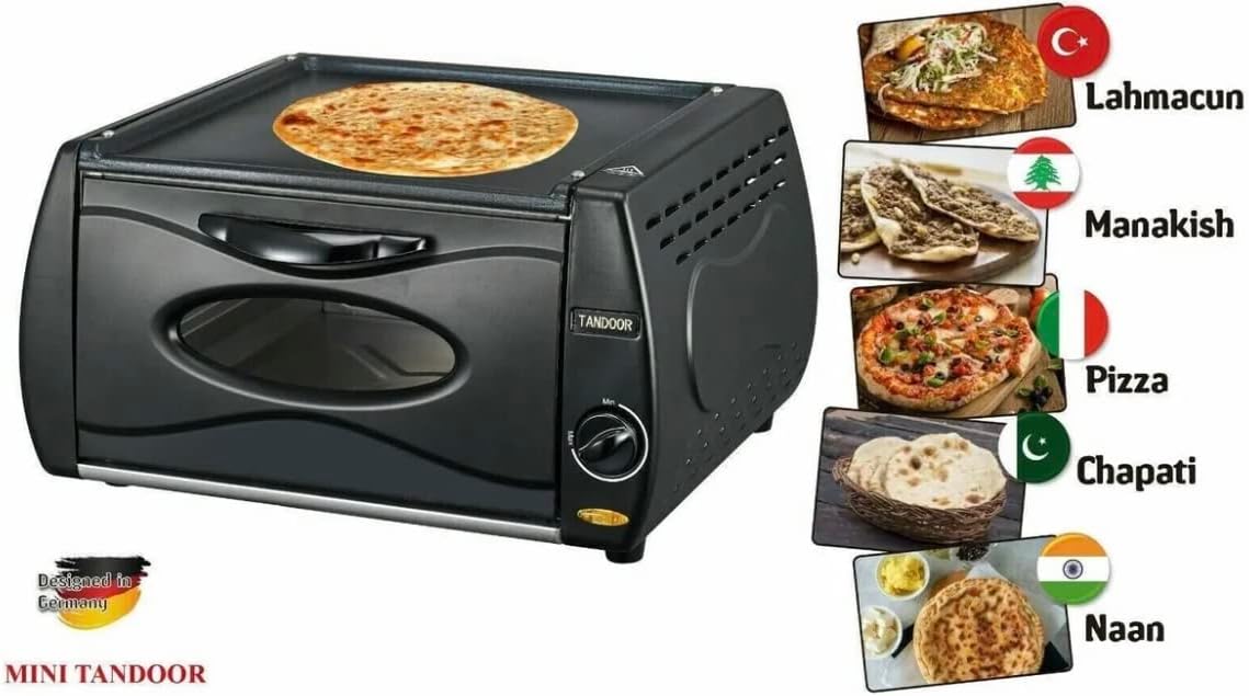 Tandoor Mini Oven Lahmacun Pizza Naan Chapati Break Maker - Electric Tandoor, Black (XL MODEL) - Amazing Gadgets Outlet