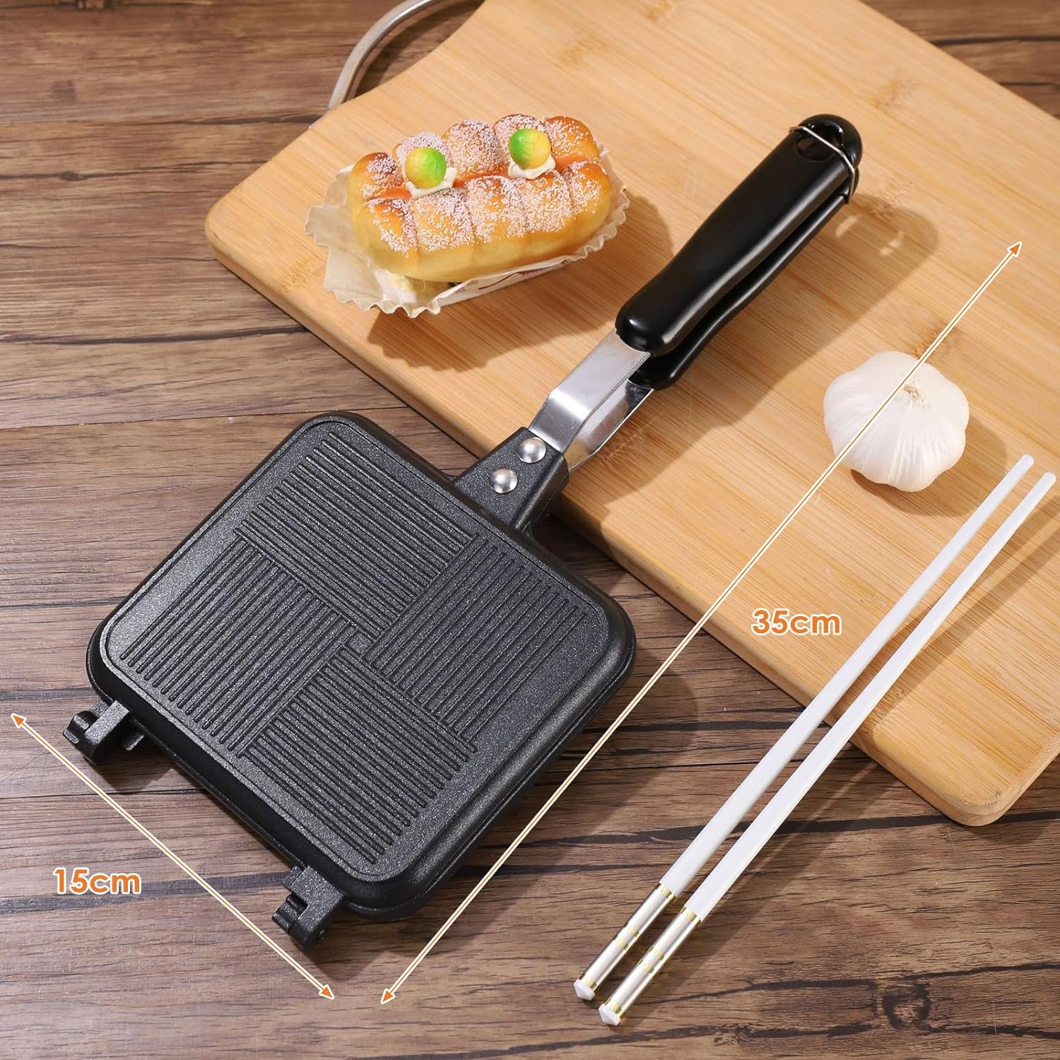 TANGHSE Toasted Sandwish Maker Non - Stick, Sandwich Panini Press & Toastie Maker, Double Sided Stovetop Toasted Maker Baking Pan, Grilled Cheese Maker with Handles for Breakfast Home Outdoors Camping - Amazing Gadgets Outlet