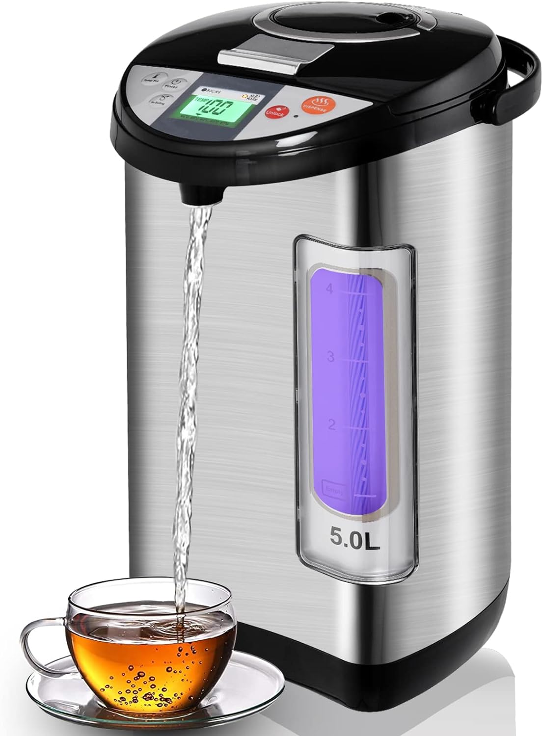 TANGZON 5L Instant Hot Water Dispenser, Thermal Stainless Steel Water Boiler with 5 Temperature Settings, 24H Timer, Auto Re - Boil & Rotatable Base, Electric Instant Kettle for Home Office Brewing - Amazing Gadgets Outlet