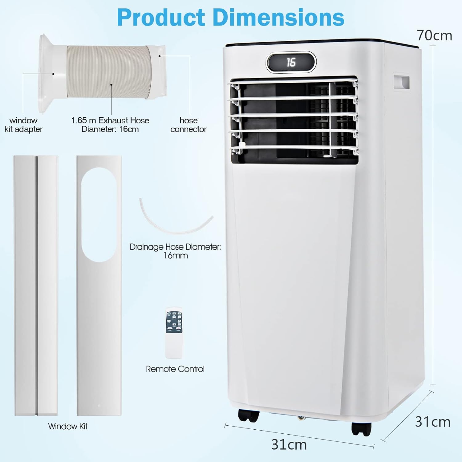 TANGZON 7000/9000BTU Portable Air Conditioner, 4 - in - 1 Mobile Air Cooler, Dehumidifier, 2 Speeds Fan with Sleep Mode, WiFi Smart APP, 24H Timer, Remote Control & LED Display (9000BTU, with WiFi) - Amazing Gadgets Outlet