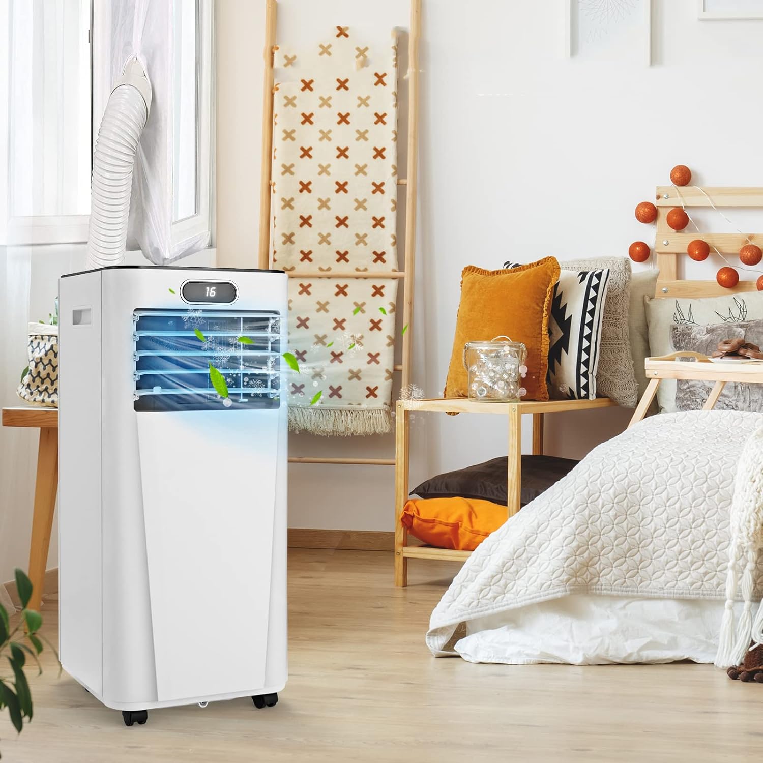 TANGZON 7000/9000BTU Portable Air Conditioner, 4 - in - 1 Mobile Air Cooler, Dehumidifier, 2 Speeds Fan with Sleep Mode, WiFi Smart APP, 24H Timer, Remote Control & LED Display (9000BTU, with WiFi) - Amazing Gadgets Outlet