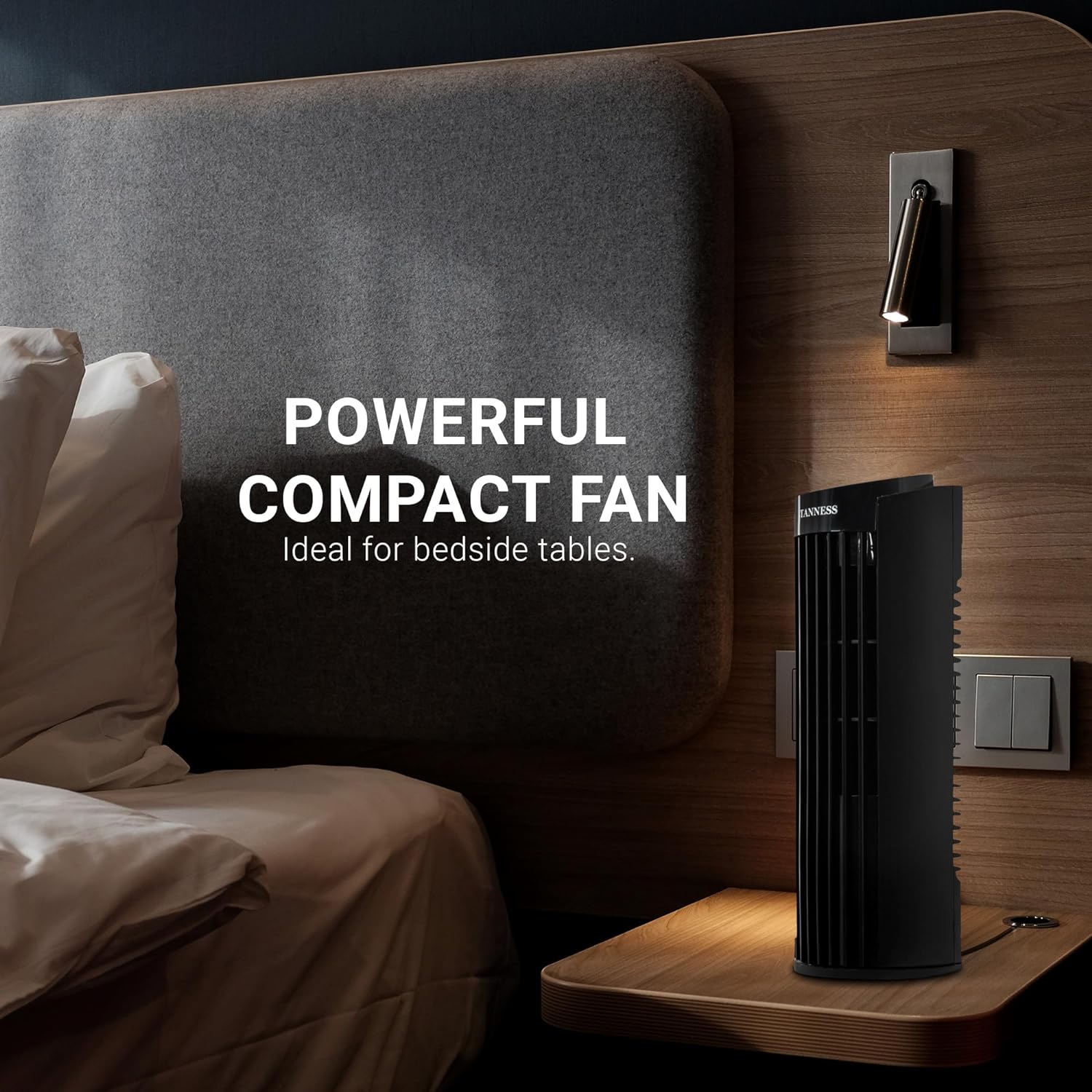 TANNESS 13'' Tower Fan, 3 Speed Adjustable Cooling Fan, 70° Oscillating Desk Fan with 7.5H Timer, Tall & Portable Mini Standing Table Fan, Silent Tower Fan, Ideal Fans for Bedroom, Office - Black - Amazing Gadgets Outlet