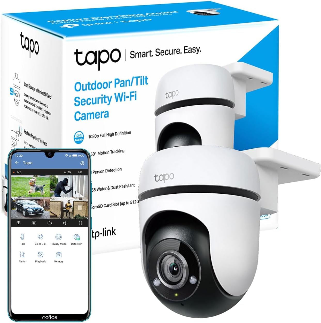 Tapo 1080p Full HD Pan/Tilt Wireless Outdoor Security Camera, 360° Motion Detection, IP65 Weatherproof, Night Vision, Cloud &SD Card Storage, Works with Alexa&Google Home (Tapo C500) White - Amazing Gadgets Outlet