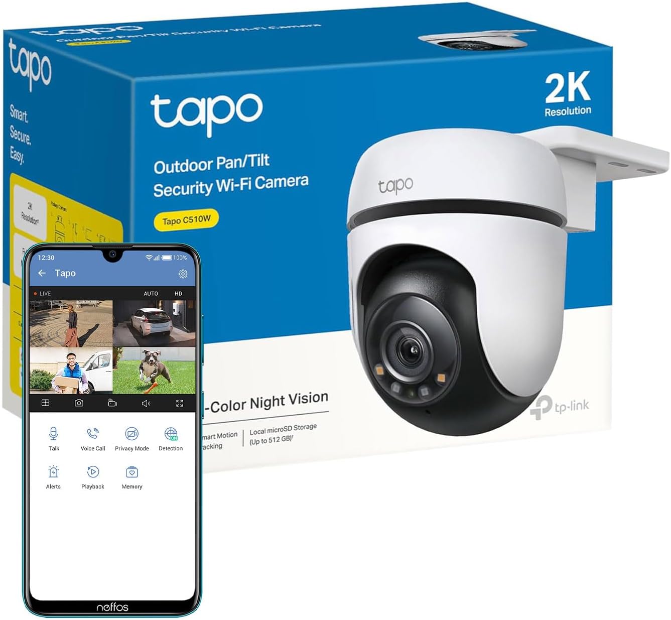 Tapo 1080p Full HD Pan/Tilt Wireless Outdoor Security Camera, 360° Motion Detection, IP65 Weatherproof, Night Vision, Cloud &SD Card Storage, Works with Alexa&Google Home (Tapo C500) White - Amazing Gadgets Outlet