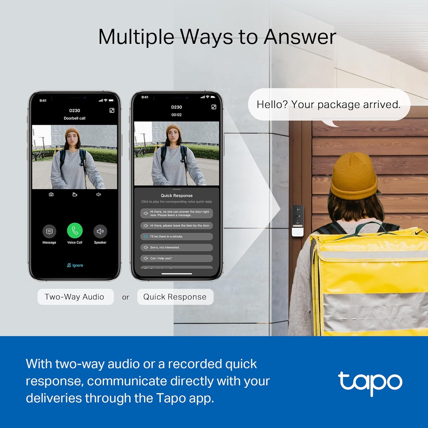 Tapo 2K 5MP Smart Wireless Security Video Doorbell, Battery - powered, Two - Way Talk, IP64, Colour Night Vision, Cloud &Local Storage, Works with Alexa&Google Home, Easy Installation(Tapo D230S1) - Amazing Gadgets Outlet