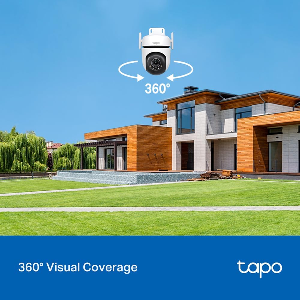 Tapo 2K Pan/Tilt Wireless Outdoor Security Camera, IP66 Weatherproof, AI Detection,360° Visual Coverage,Starlight Colour Night Vision,Cloud &Local Storage,Works with Alexa&Google Home (Tapo C520WS) - Amazing Gadgets Outlet