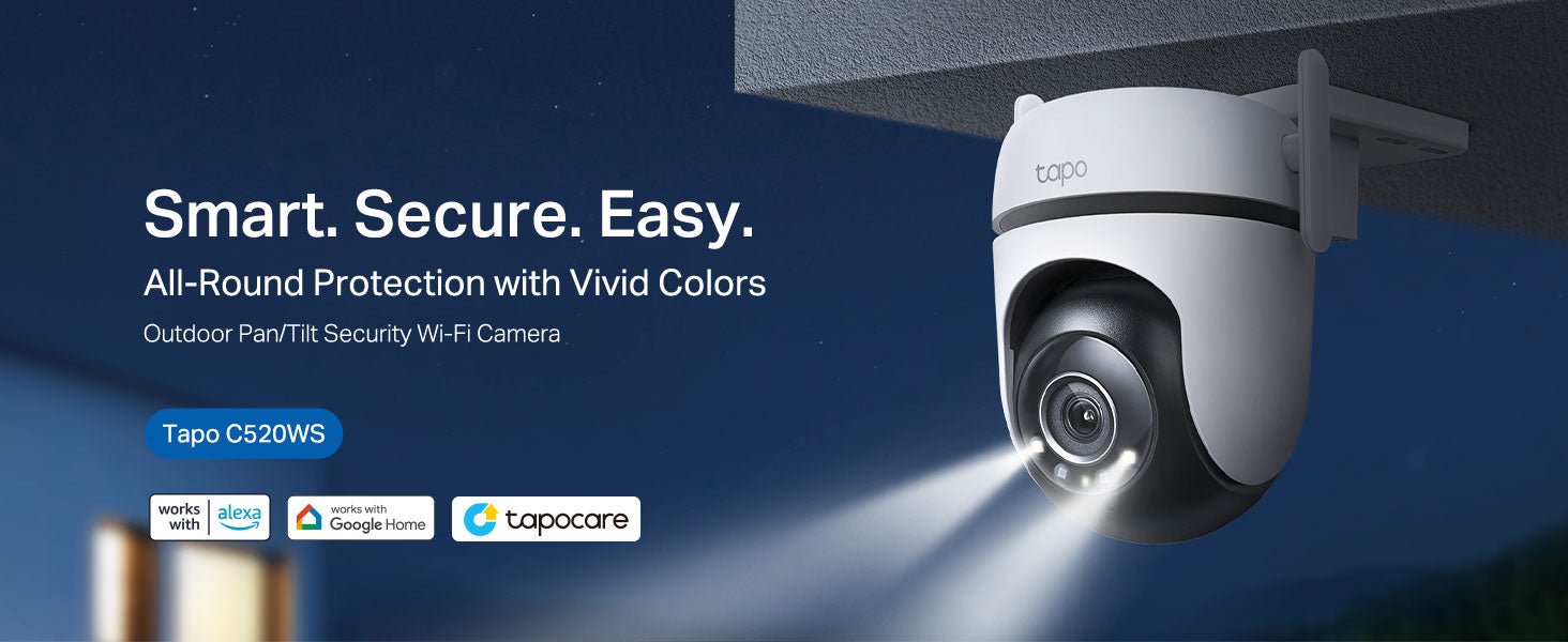 Tapo 2K Pan/Tilt Wireless Outdoor Security Camera, IP66 Weatherproof, AI Detection,360° Visual Coverage,Starlight Colour Night Vision,Cloud &Local Storage,Works with Alexa&Google Home (Tapo C520WS) - Amazing Gadgets Outlet