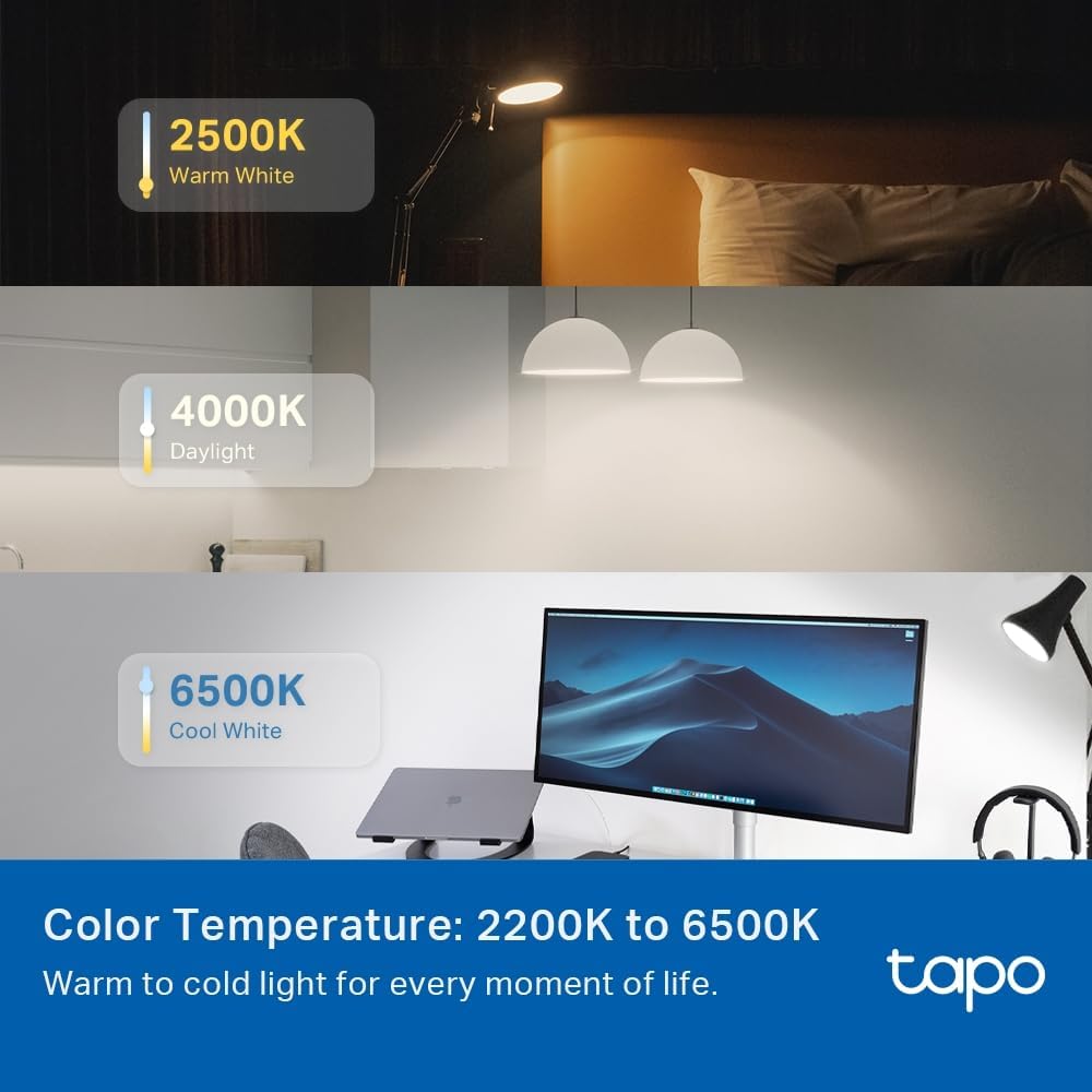 Tapo Matter Smart Wi - Fi LED Bulb, Multicolours, B22, 8.6W, Energy Monitoring, Works with Apple HomeKits, Amazon Alexa and Google Home, Colour - Changeable, No Hub Required (Tapo L535B) [Energy Class E] - Amazing Gadgets Outlet