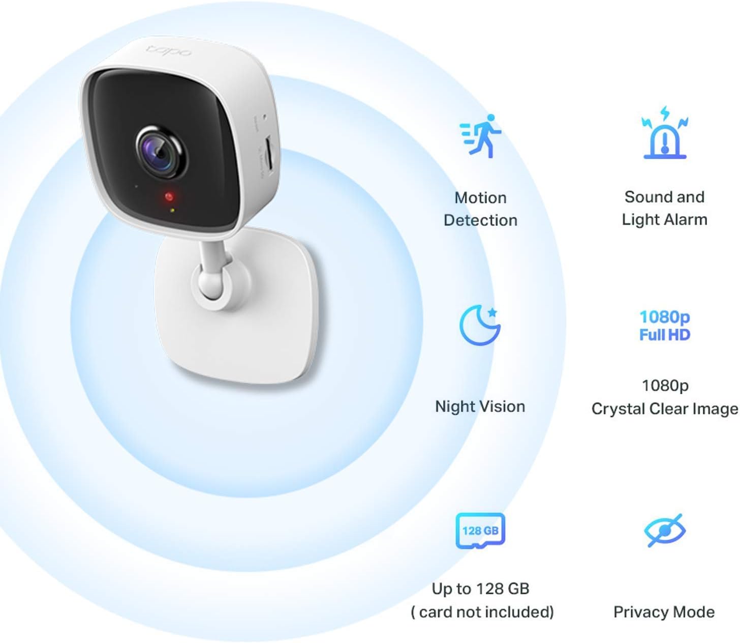 Tapo Mini Smart Security Camera, Indoor CCTV, Works with Alexa & Google Home,1080p, 2 - Way Audio, Night Vision, SD Storage,Baby Crying/Motion Detection Device Sharing (Tapo C100),Packaging may vary - Amazing Gadgets Outlet