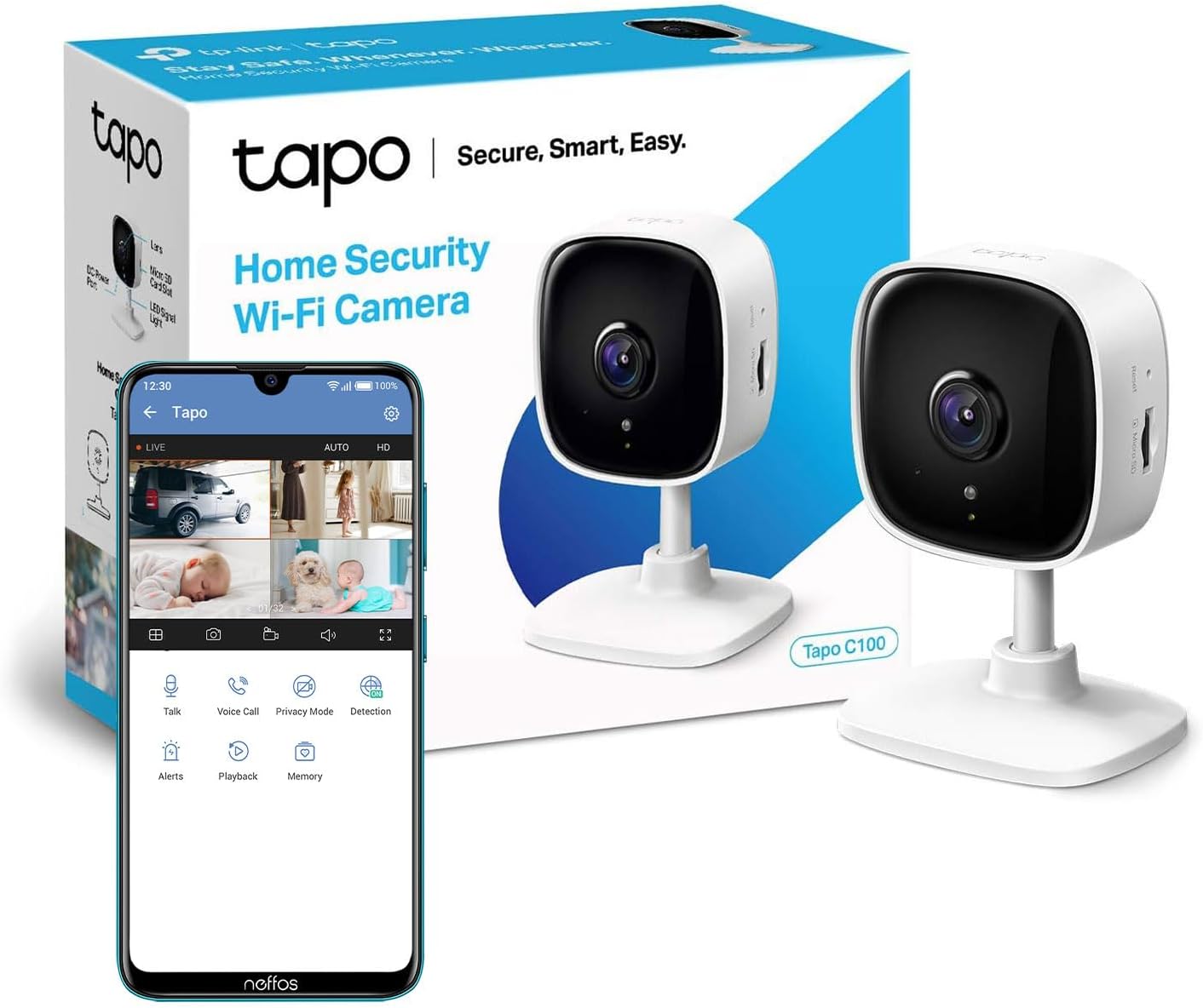 Tapo Mini Smart Security Camera, Indoor CCTV, Works with Alexa & Google Home,1080p, 2 - Way Audio, Night Vision, SD Storage,Baby Crying/Motion Detection Device Sharing (Tapo C100),Packaging may vary - Amazing Gadgets Outlet