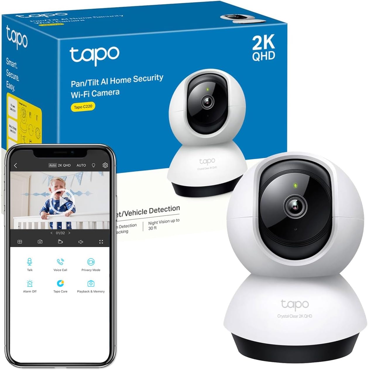 Tapo Pan/Tilt Smart Security Camera, Baby Monitor, Indoor CCTV, 360° Rotational Views, Works with Alexa&Google Home, 1080p, 2 - Way Audio, Night Vision, SD Storage, Device Sharing, 2pack (Tapo C200P2) - Amazing Gadgets Outlet