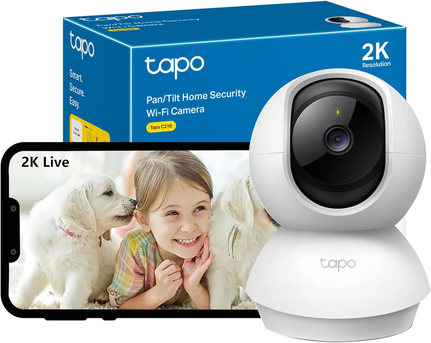 Tapo Wifi Camera, Indoor Camera for Security,2K 3MP Pet Camera,Wireless 360° for Baby Monitor, CCTV,AI Monitor, Smart Motion Detection & Tracking,Night Vision,Works with Alexa & Google Home(Tapo C210) - Amazing Gadgets Outlet