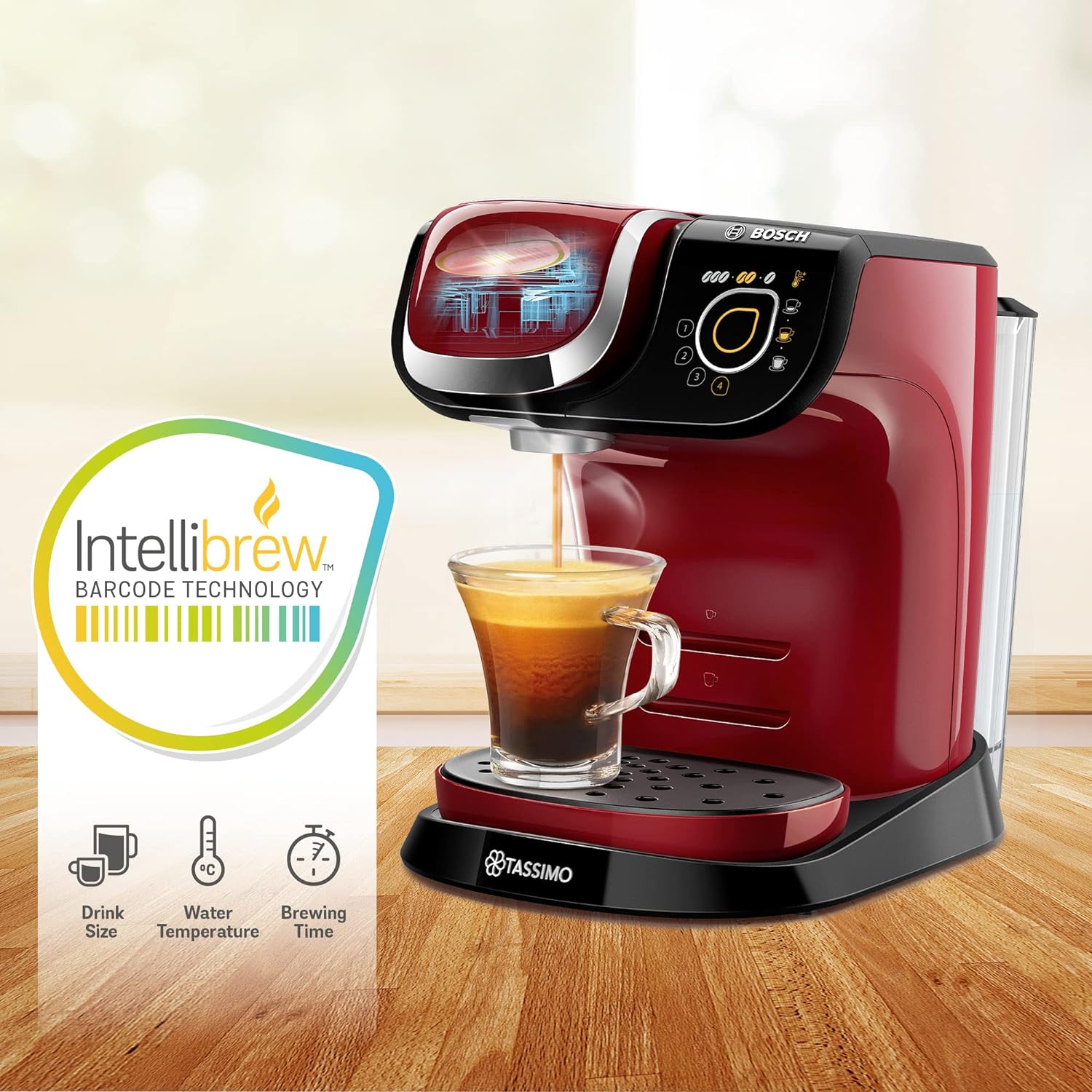 Tassimo Bosch My Way 2 TAS6503GB Coffee Machine, 1500 Watt, 1.3 Litre - Red - Amazing Gadgets Outlet