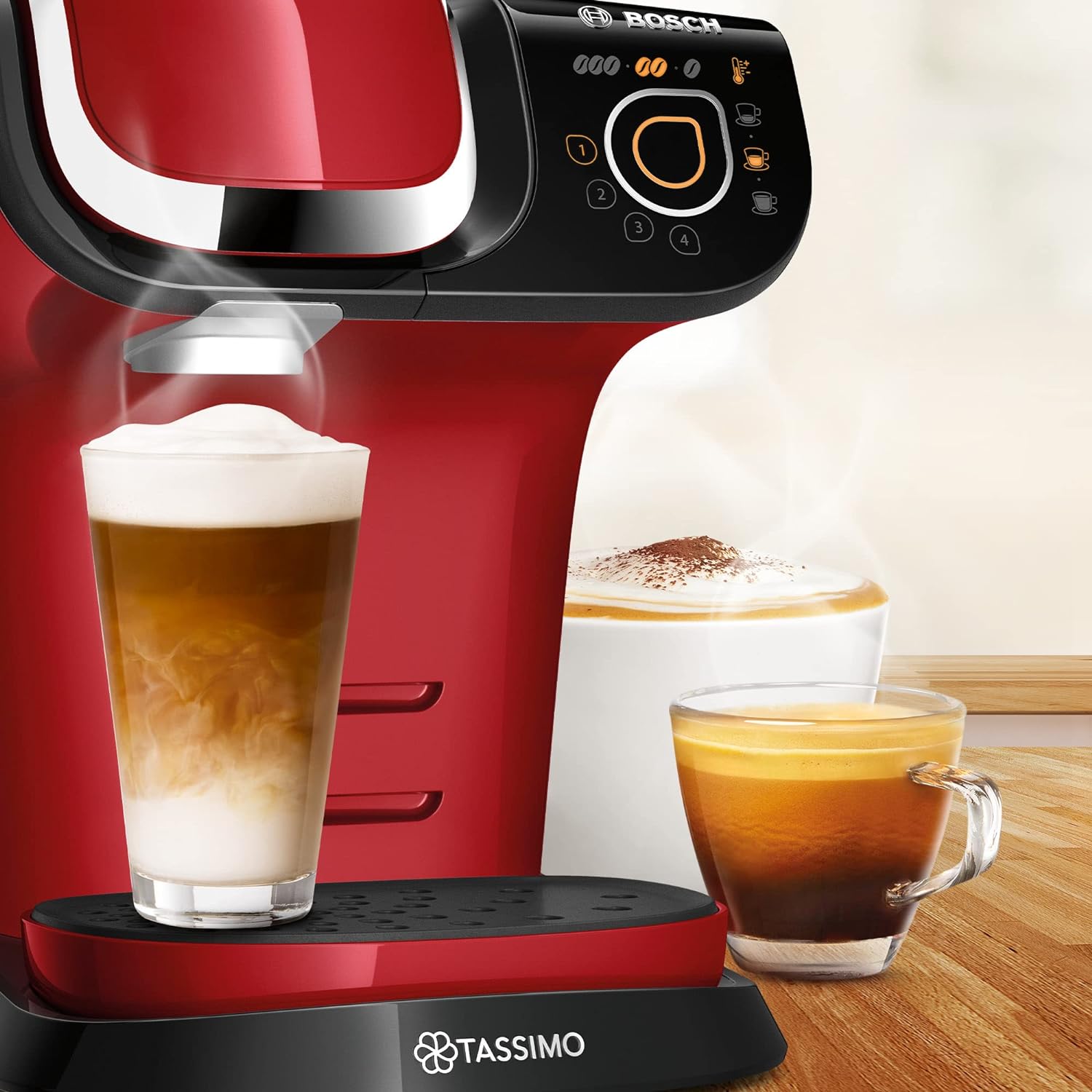 Tassimo Bosch My Way 2 TAS6503GB Coffee Machine, 1500 Watt, 1.3 Litre - Red - Amazing Gadgets Outlet