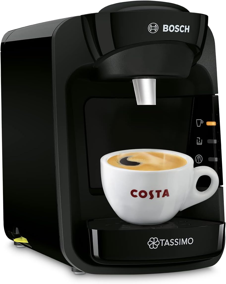 Tassimo by Bosch Suny Special Edition TAS3102GB Coffee Machine, 1300 Watt, 0.8 Litre, Black Variety Box Costa, Kenco, Cadbury and L'OR Coffee Pods (Pack of 5, Total 56 Coffee Capsules) - Amazing Gadgets Outlet