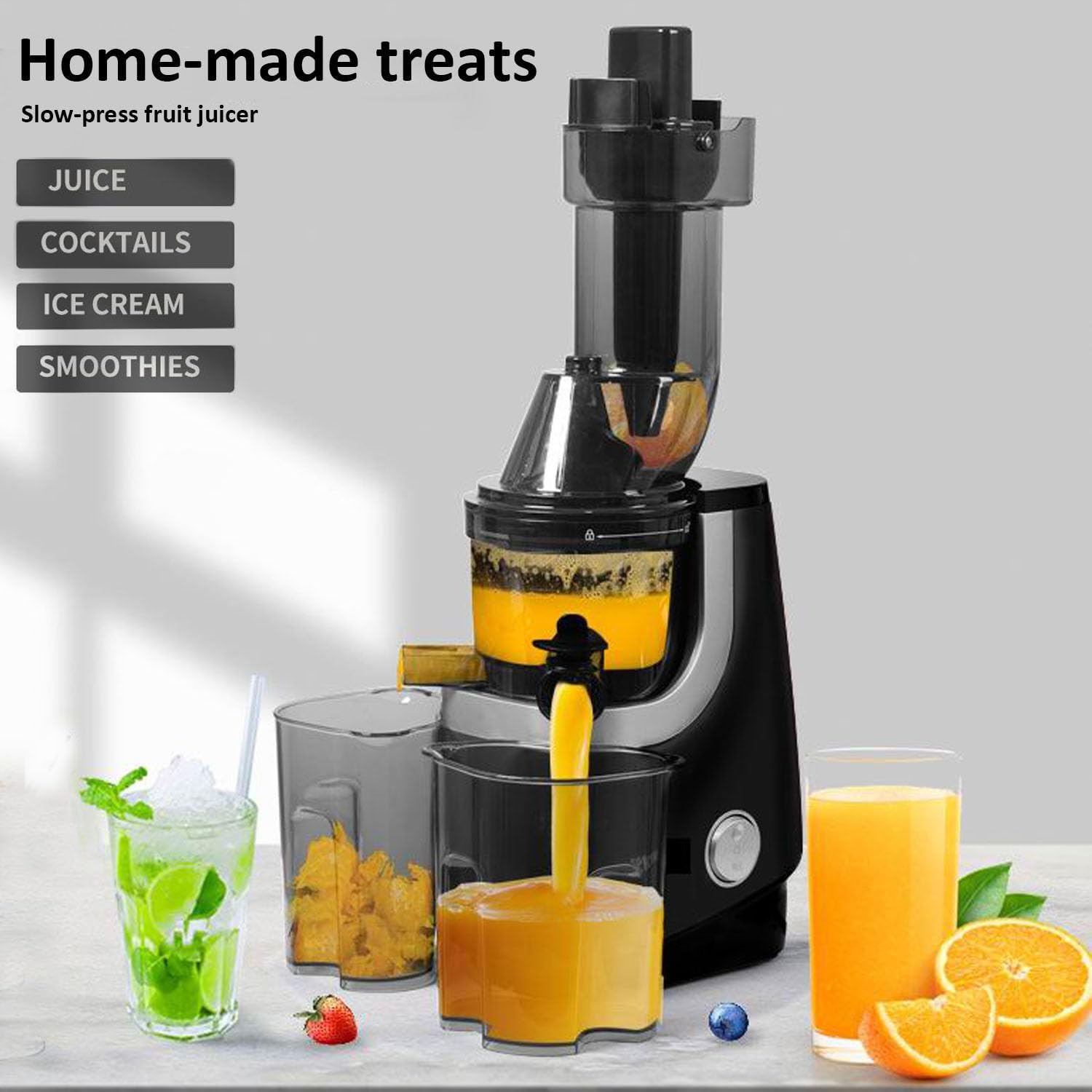 Taylor & Brown Juicer Machines, Slow Juicer Masticating Juicer, Cold Press Juicer with Quiet Motor & Reverse Function for Fresh Healthy Fruits and Vegetables Juice, Easy to Clean with Brush - Amazing Gadgets Outlet