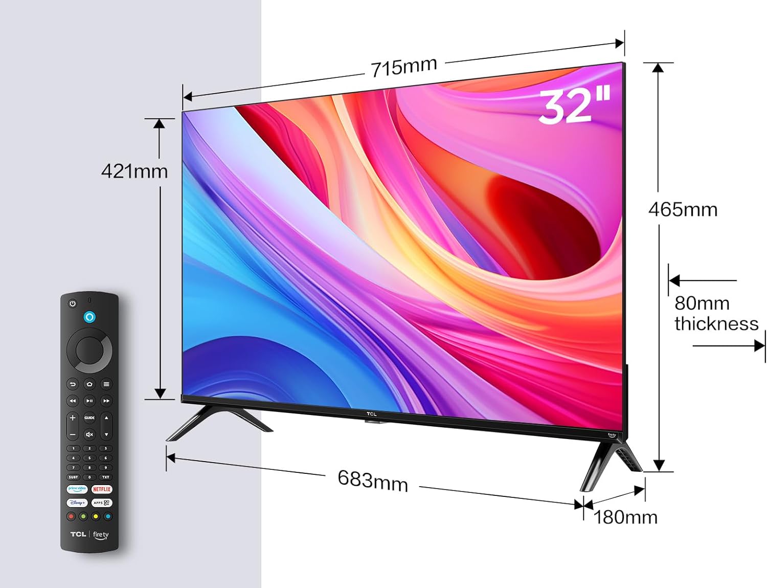 TCL 32SF540K 32 - inch FHD Smart Television - HDR & HLG - Dolby Audio - DTS Virtual X/DTS - HD - Metal Bezel - less - Dual - band Wifi 5 - with Fire OS 7 system - Amazing Gadgets Outlet