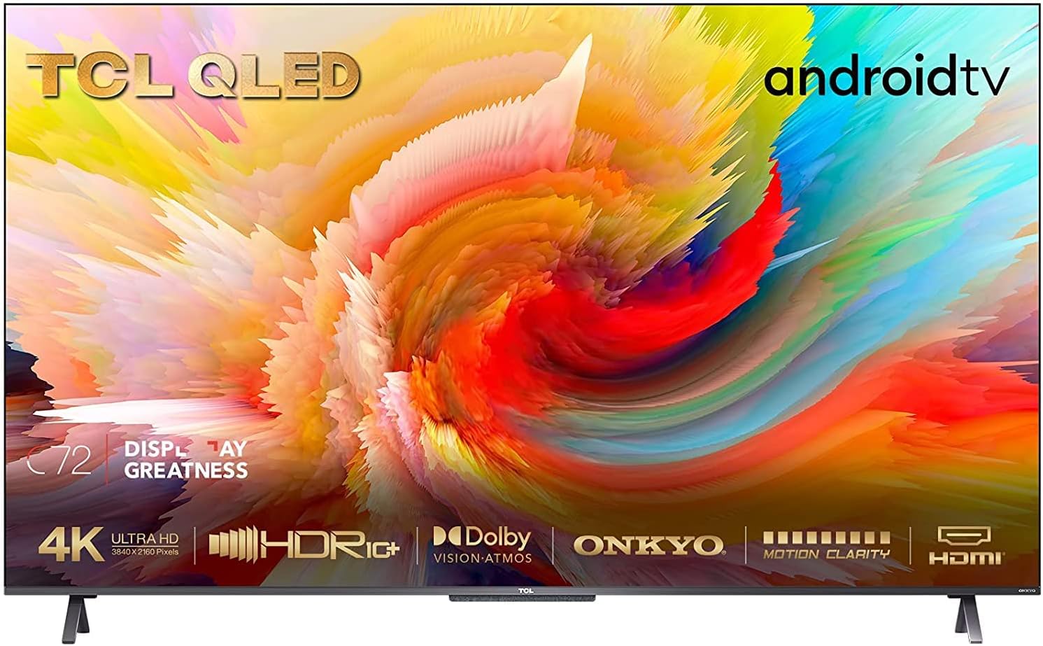 TCL 50C720K QLED Gaming TV 50 Inch Smart Android TV, 4K UHD, HDR Premium, Dolby Vision Atmos, MEMC, ONKYO Loudspeaker, Google Duo, Google Assistant and Alexa, Frameless Metal Design , Amazon Exclusive - Amazing Gadgets Outlet