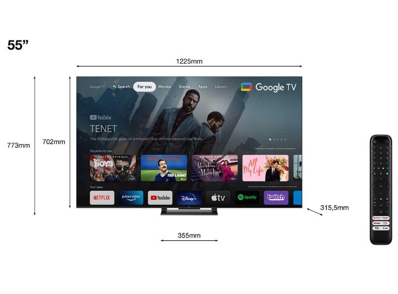 TCL 55'' QLED 4K Ultra HD HDR C745K Smart TV (Google Assistant, Google TV, 144Hz Motion Clarity Pro, 240Hz Game Accelerator, Dolby Atmos, HDR10+) (55'') - Amazing Gadgets Outlet