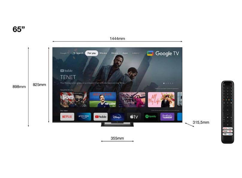 TCL 65C745K 65'' QLED 4K Ultra HD HDR Smart TV (Google Assistant, Google TV, 144Hz Motion Clarity Pro, 240Hz Game Accelerator, Dolby Atmos, HDR10+) (65'') - Amazing Gadgets Outlet