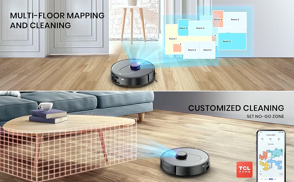 TCL Robot Vacuum Cleaner Ultra Slim, 2700Pa Suction for Pet Hair, Wi - Fi & Alexa Enabled, Boundary Strips & Dust Bag Included, Self - Charging Robotic Vacuum Cleaner, Sweeva 6500BK, Black   Import  Single ASIN  Import  Multiple ASIN ×Product customi - Amazing Gadgets Outlet