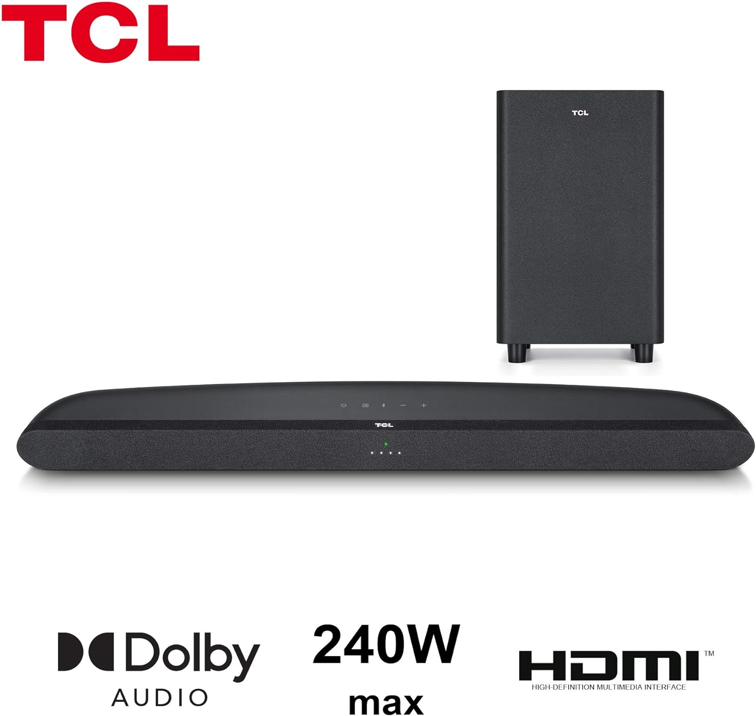 TCL TS6110 Sound Bar for TV with Wireless Subwoofers, Bluetooth Soundbar (240 Watt, Dolby Audio, HDMI ARC, Wall Mountable, Remote Control, Three Sound Modes) , Black - Amazing Gadgets Outlet