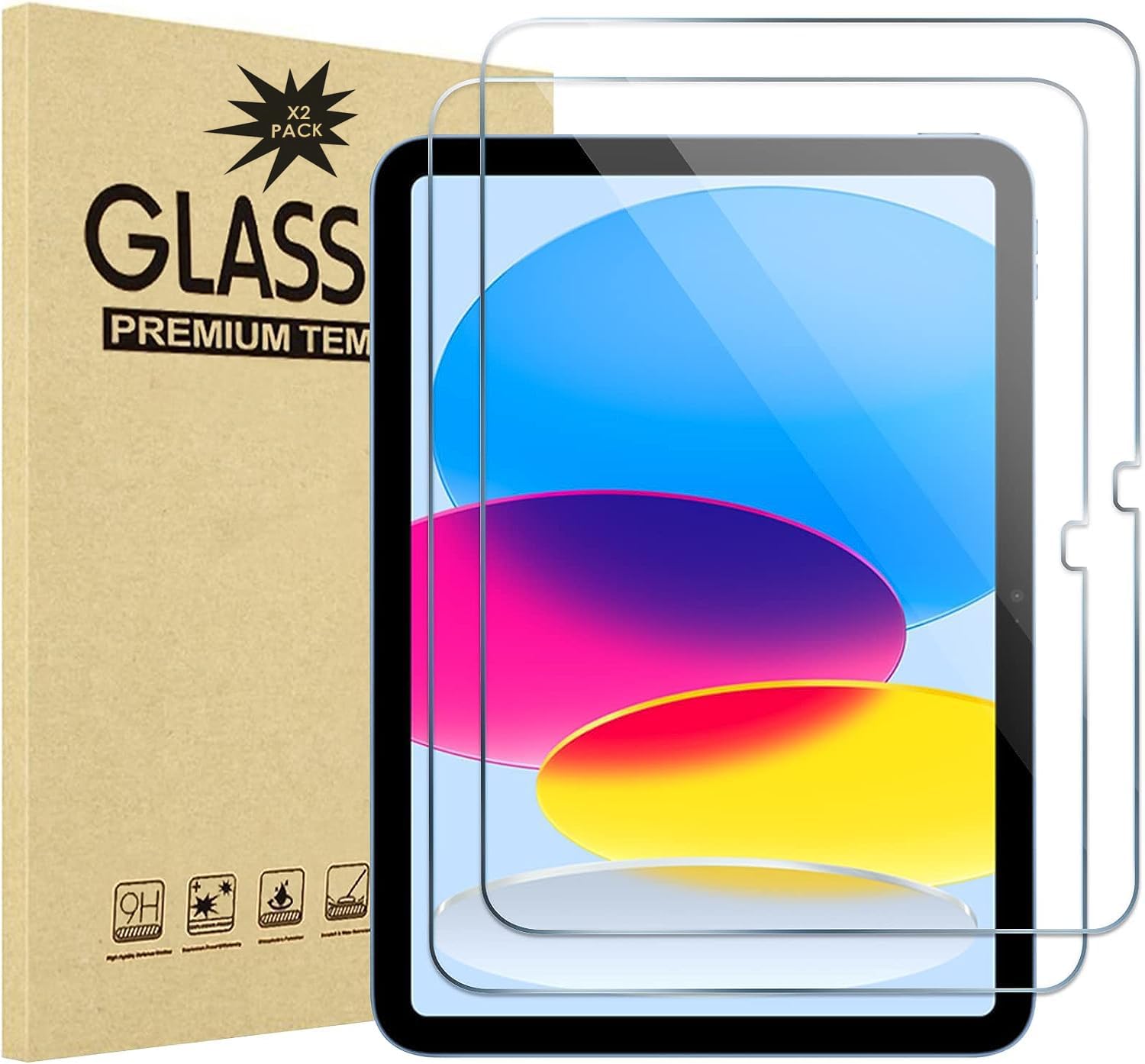 TechDealsUK 2 Pack Screen Protector for iPad 10th Generation 10.9 (2022) inch 9H Tempered Glass for iPad 10th Gen - Amazing Gadgets Outlet