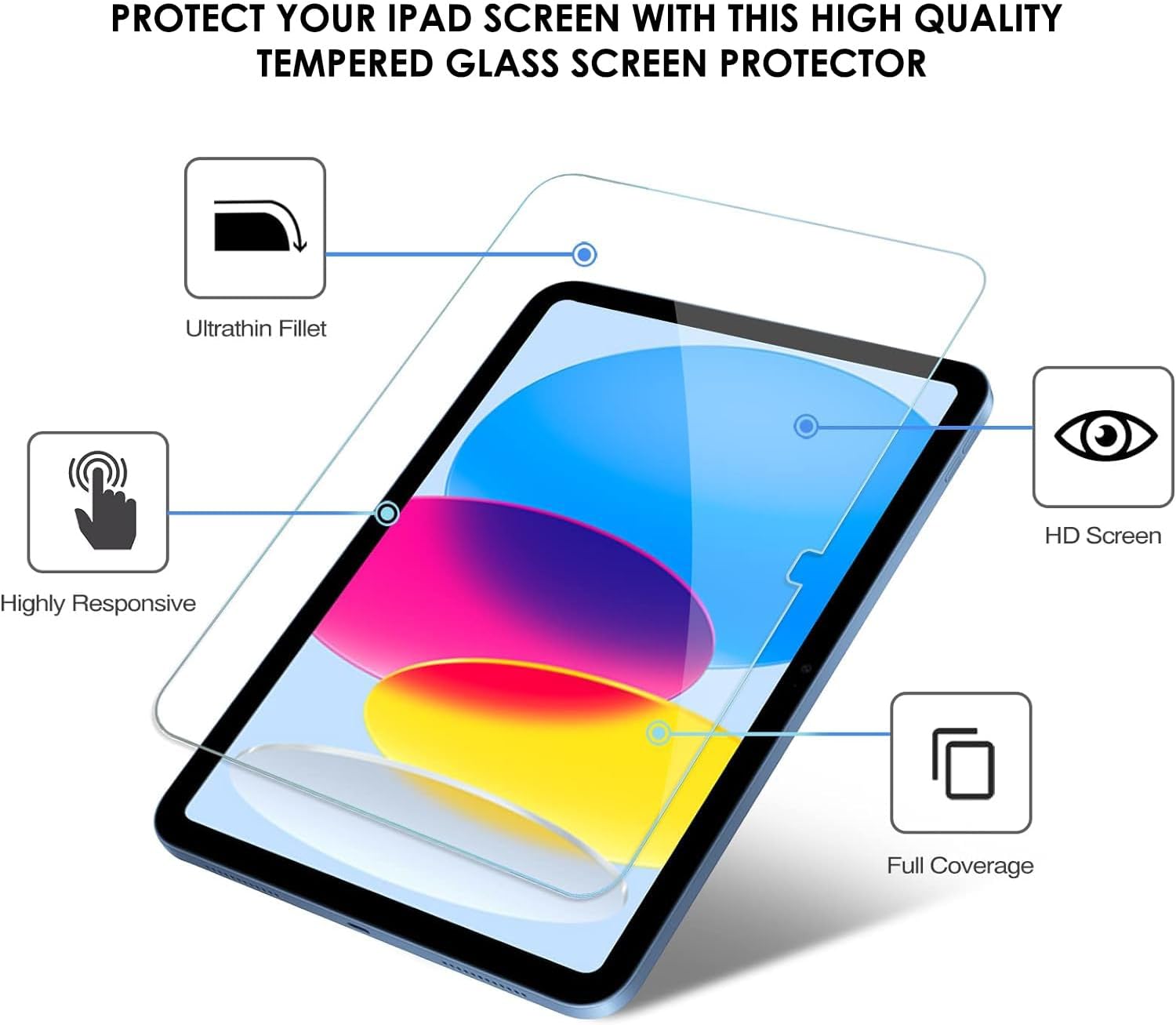 TechDealsUK 2 Pack Screen Protector for iPad 10th Generation 10.9 (2022) inch 9H Tempered Glass for iPad 10th Gen - Amazing Gadgets Outlet