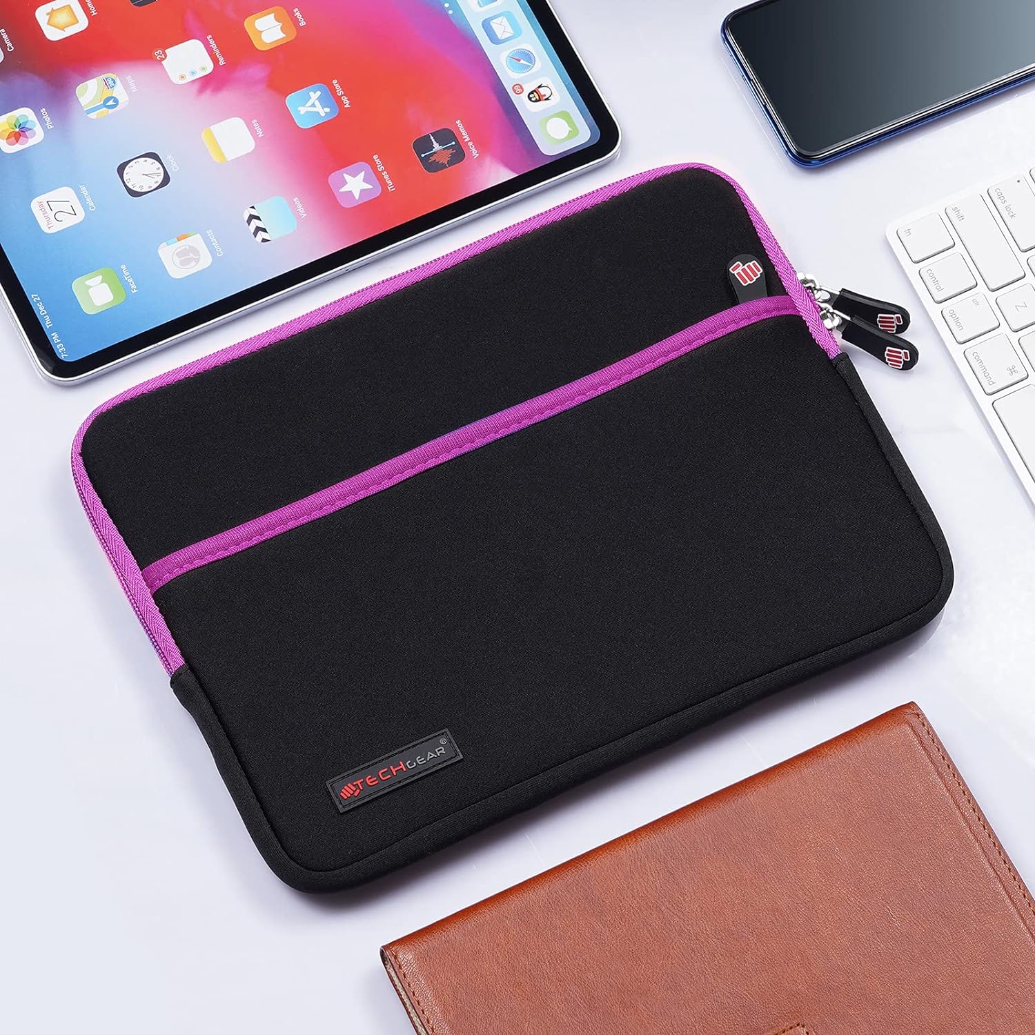 TECHGEAR Pro Sleeve [10] Slim Neoprene Zipped Pocket Sleeve Pouch Case with Anti - Shock Bubble for iPad 10.9 10.2, iPad Air 5 4 3 2, Samsung Tab A8 10.5, Tab S6 S7 S8, Lenovo Tab M10, Surface Go & more - Amazing Gadgets Outlet