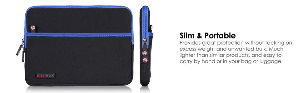 TECHGEAR Pro Sleeve [10] Slim Neoprene Zipped Pocket Sleeve Pouch Case with Anti - Shock Bubble for iPad 10.9 10.2, iPad Air 5 4 3 2, Samsung Tab A8 10.5, Tab S6 S7 S8, Lenovo Tab M10, Surface Go & more - Amazing Gadgets Outlet