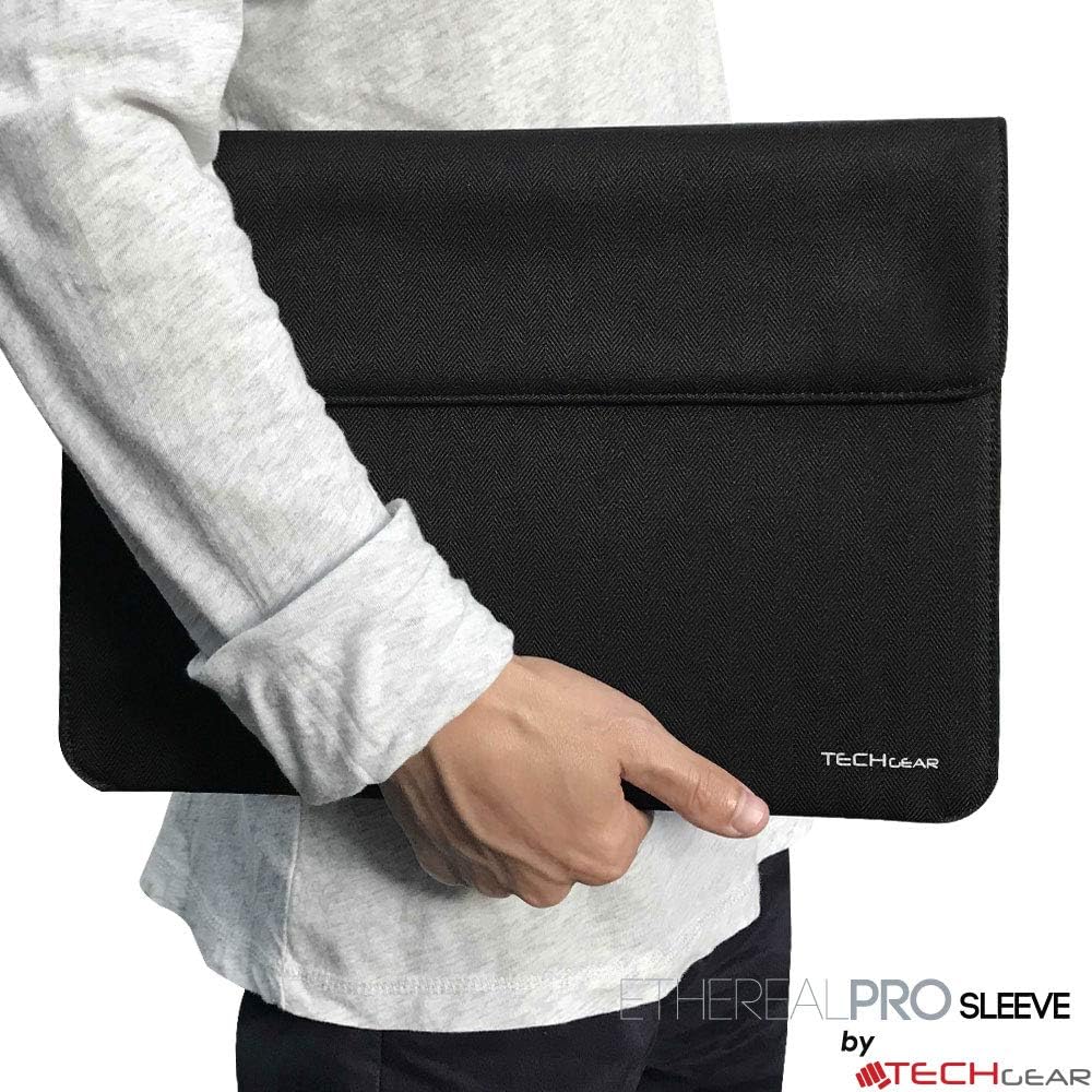 TECHGEAR Ultra Slim [Tweed Effect] Slim and Soft Protective Envelope Sleeve Case Cover with Pocket for iPad Pro 12.9 2020, 2018, 2017 [ALL GEN] & other Tablets, Notebooks of similar size [ONYX] - Amazing Gadgets Outlet