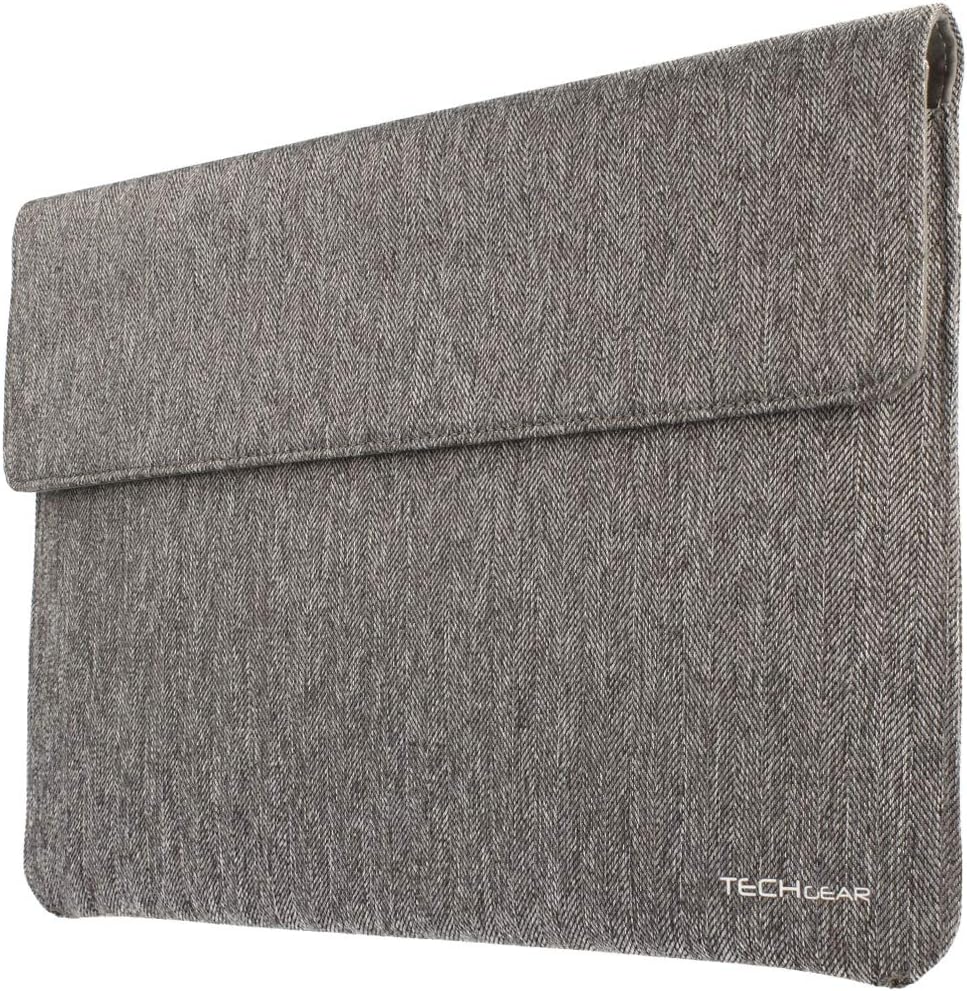 TECHGEAR Ultra Slim [Tweed Effect] Slim and Soft Protective Envelope Sleeve Case Cover with Pocket for iPad Pro 12.9 2020, 2018, 2017 [ALL GEN] & other Tablets, Notebooks of similar size [ONYX] - Amazing Gadgets Outlet