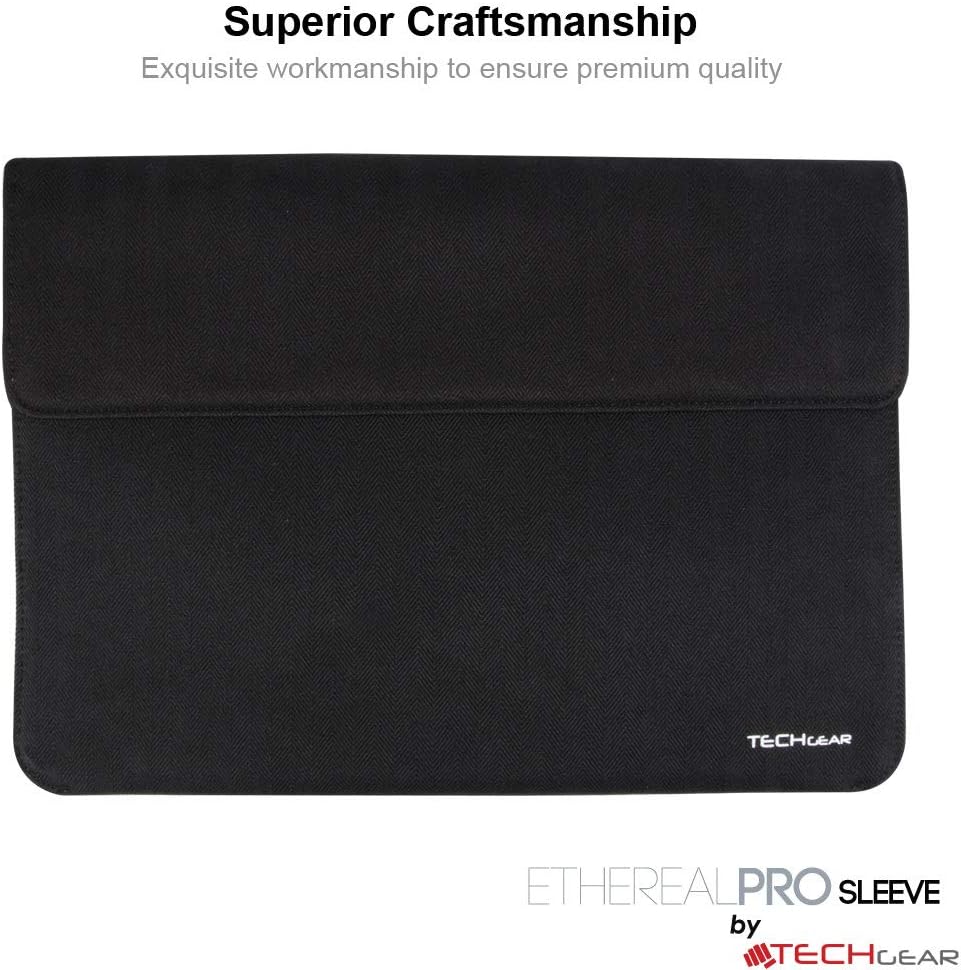 TECHGEAR Ultra Slim [Tweed Effect] Slim and Soft Protective Envelope Sleeve Case Cover with Pocket for iPad Pro 12.9 2020, 2018, 2017 [ALL GEN] & other Tablets, Notebooks of similar size [ONYX] - Amazing Gadgets Outlet